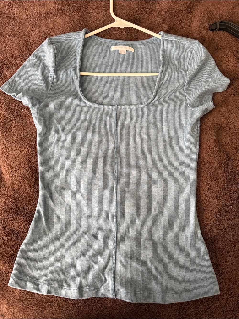 Travis Mathew Light Blue Women's Square Neck Ribbed Top